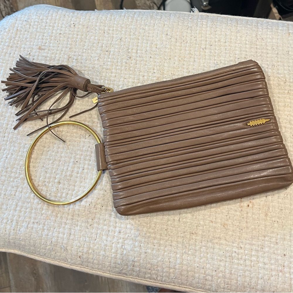 Thacker Leather Fringe Ring Bangle Wristlet